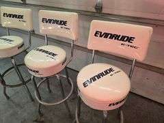 (3) Evinrude Bar Stools with Back Rests