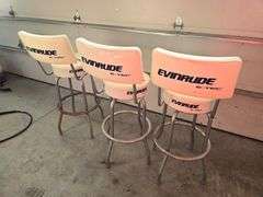 (3) Evinrude Bar Stools with Back Rests