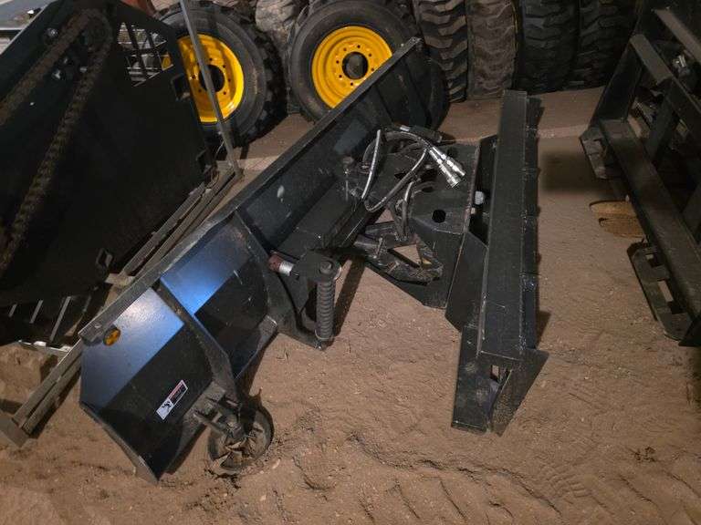 New 84” Hydraulic Tilt Snow Pusher, Bolt on Notched Cutting Edge, Flat Couplers, Believed to be JCT 