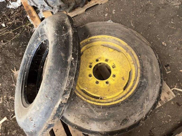 (2) 7.50-20 Tires on 8 Bolt Yellow Rims; (1) 7.50-20 Tire, Buying All for One Money
