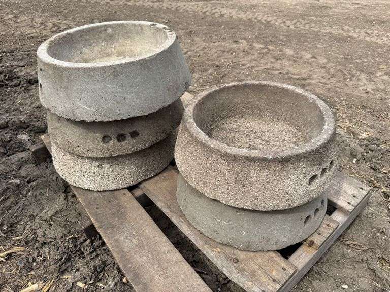 (5) Concrete Feed Bowls, 13” Diameter.