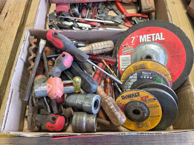 Grinding Wheels and Assortment of Tools