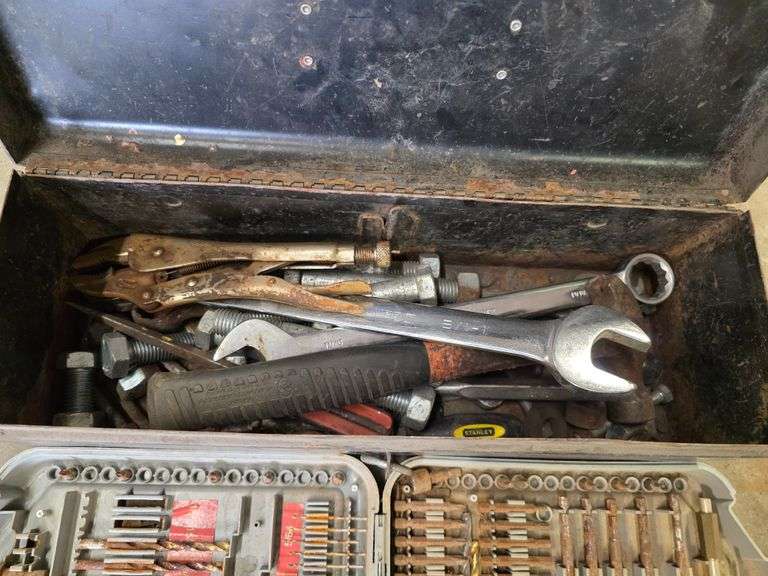 Toolbox with Misc Tools and Assortment of Drill Bits