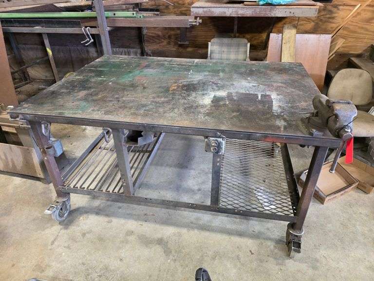 Metal Welding Table, 4’ x 6’ x 3’ High, Has 3.5” Vice Mounted on it and Electrical Plug Installed, H