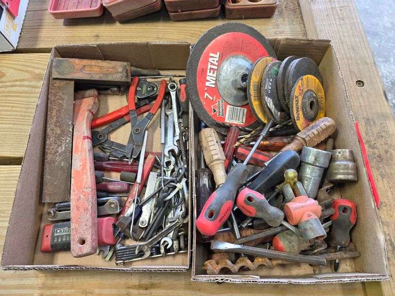 Grinding Wheels and Assortment of Tools