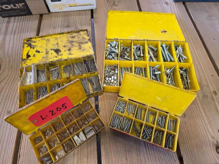 4 Boxes of Misc Bolts, Screws, Cutter and ½ Moon Keys