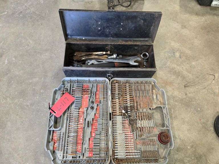 Toolbox with Misc Tools and Assortment of Drill Bits