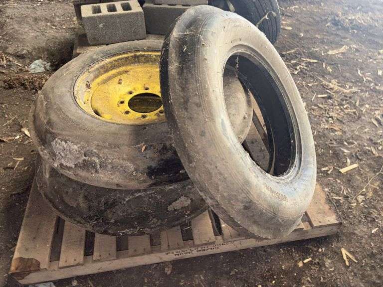(2) 7.50-20 Tires on 8 Bolt Yellow Rims; (1) 7.50-20 Tire, Buying All for One Money