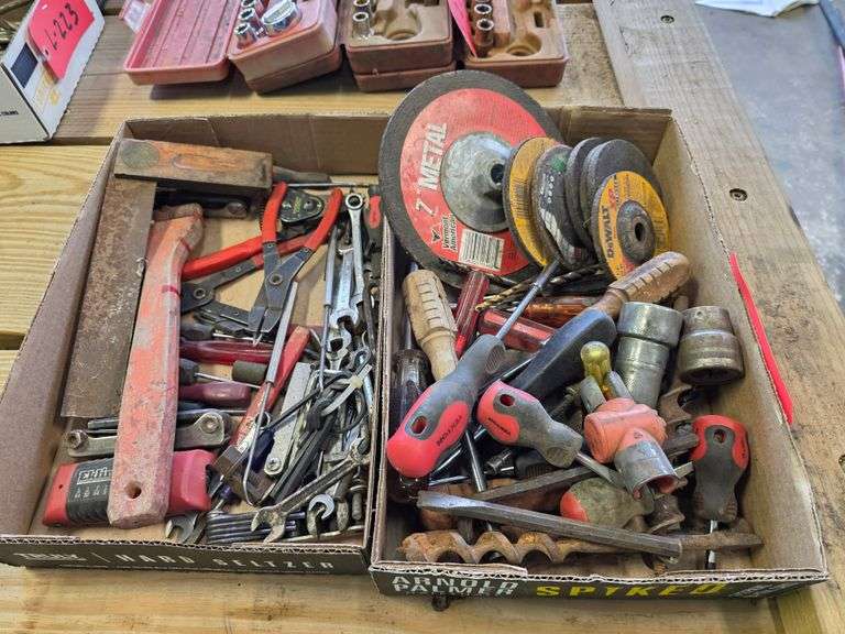 Grinding Wheels and Assortment of Tools