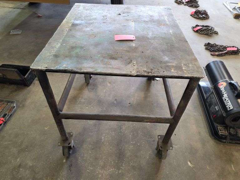 Steel Bench, 32” x 36” x 32” High on Caster Wheels with Locks on 2 of the Wheels