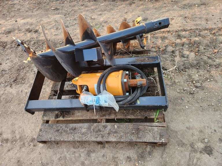 Wolverine Post Auger, 12” and 18” bits, with Hoses and Ends, Skidsteer Quick Attach. This Item is Lo