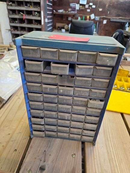 50 Compartment Nut and Bolt Holder with Misc Contents