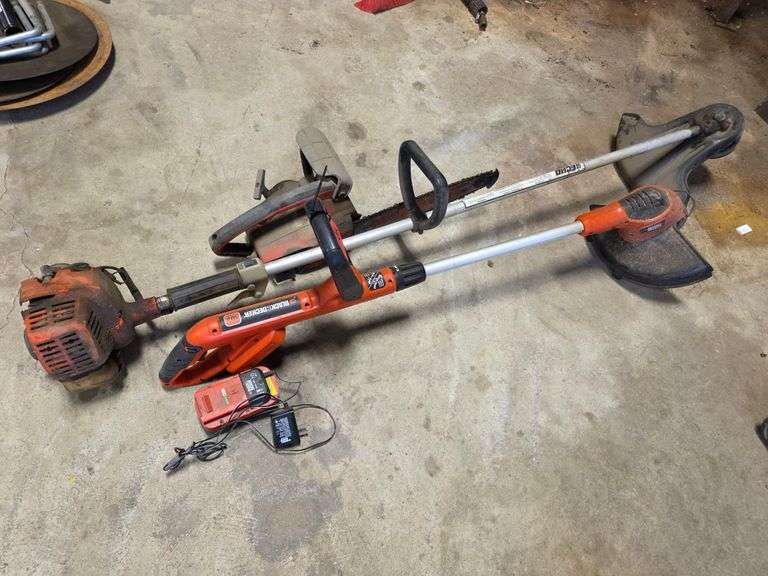 2 Misc Weed Trimmers and Homelite Super II Chain Saw, Untested