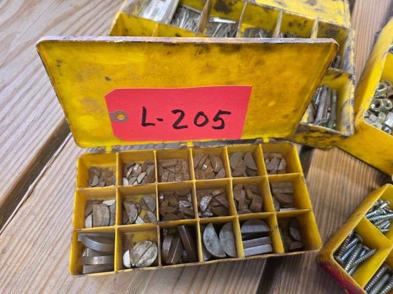 4 Boxes of Misc Bolts, Screws, Cutter and ½ Moon Keys