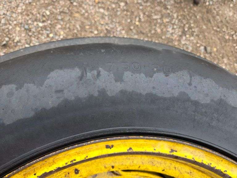 (2) 7.50 x 20 Single Rib Tires on 8 Bolt Rims