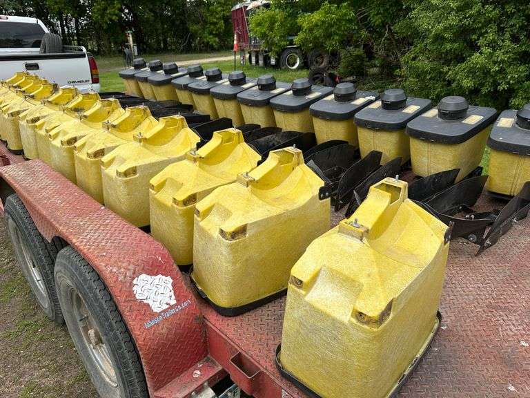 12 John Deere Planter Boxes off a 7300 Planter, 12 – 1.6 Bushel, 12 – Lock and Load Herbicide Boxes 