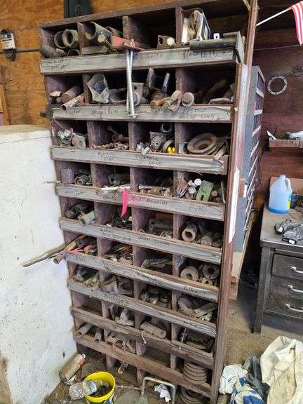 Wood Rack 35” x 76” x 12” with Assortment of Misc Items