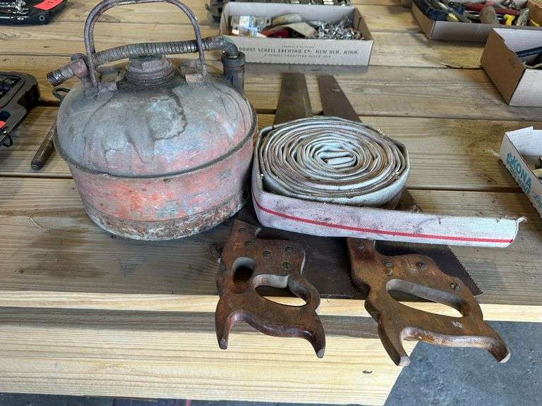 Eagle 2.5 Gallon Gas Can, Hand Saws and Misc Hose