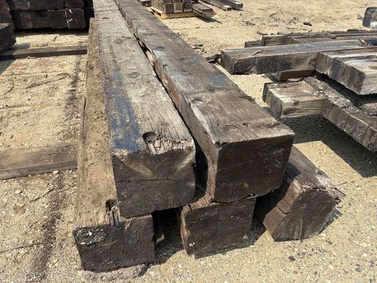 (8) 12”x12” x15’ Creosote Treated Bridge Beams, used, from a bridge at Ft Snelling