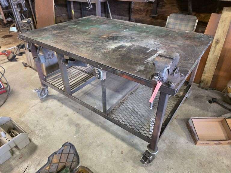 Metal Welding Table, 4’ x 6’ x 3’ High, Has 3.5” Vice Mounted on it and Electrical Plug Installed, H
