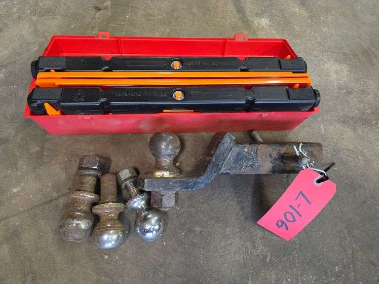 Receiver Hitch with Misc Balls and Traffic Triangle