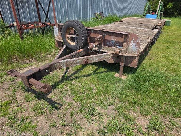 Home Made Tri Axle Trailer, 24’ Long, 8’ Wide, Has 2 Point or 2 5/16” Ball, Heavy Duty