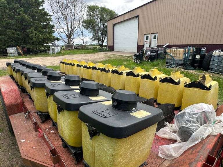 12 John Deere Planter Boxes off a 7300 Planter, 12 – 1.6 Bushel, 12 – Lock and Load Herbicide Boxes 