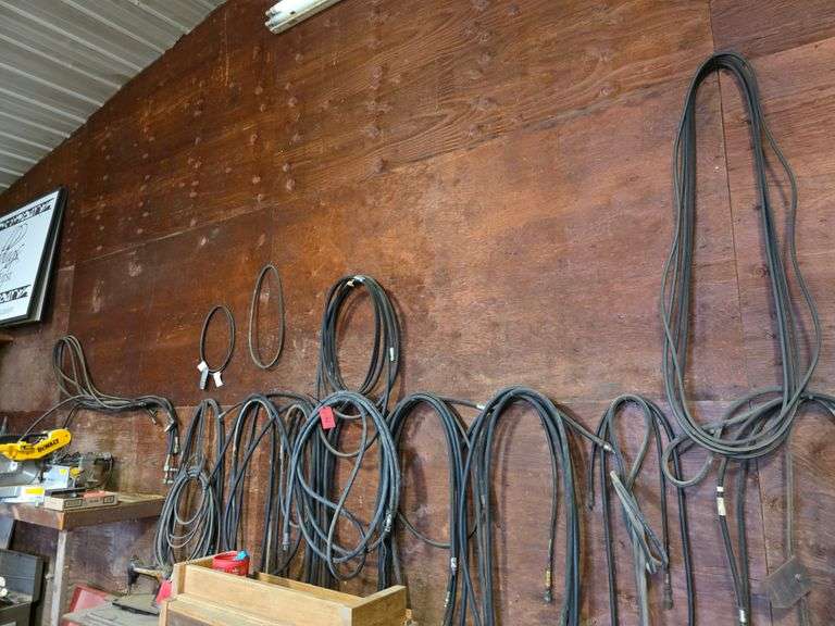 Large Assortment of Hydraulic Hoses, Unknown Condition