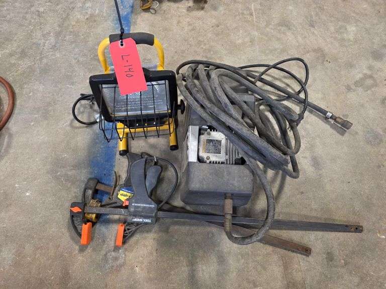 Shop Light, Wood Clamps and Sears Air Compressor (Untested)