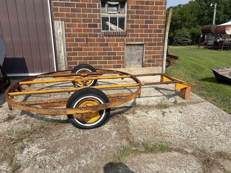 2 Wheel Trailer, with 8’ Dia Round Steel Deck Frame, (no deck), 14” Tires, no title