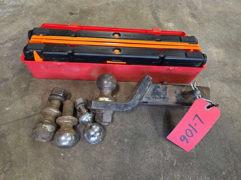 Receiver Hitch with Misc Balls and Traffic Triangle