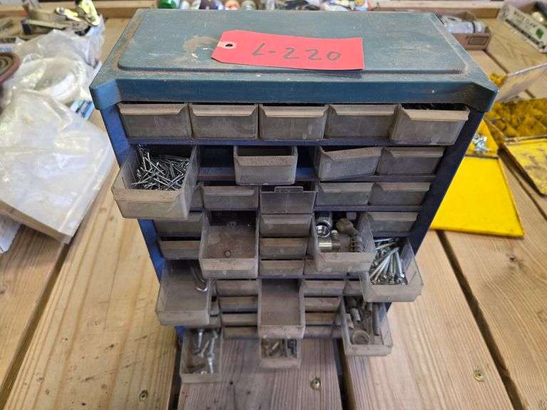 50 Compartment Nut and Bolt Holder with Misc Contents