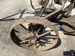 John Deere No. 44 2-14”-16” Slat Bottom Plow on Steel, Clutch Lift, (2) Coulters