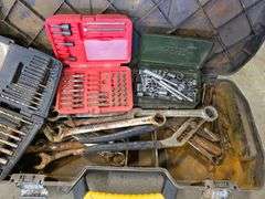 Toolbox with Drill Bits, Smaller Sockets and Misc Tools