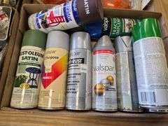 Assortment of Electrical Parts and Paint Cans