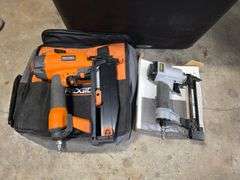 2 Air Nailers and Misc, 1 - Ridgid R250SFA Straight Finsih Nailer and (1) Husky 18 Gauge Brad Nailer