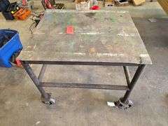 Steel Bench, 32” x 36” x 32” High on Caster Wheels with Locks on 2 of the Wheels