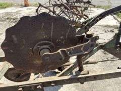 John Deere No. 44 2-14”-16” Slat Bottom Plow on Steel, Clutch Lift, (2) Coulters