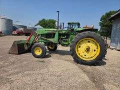 1969 John Deere 4020 Wide Front Diesel with John Deere 48 Loader and 7’ Bucket, 9,506 Hours, 14.9x38