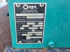 ONAN PTO Driven Alternator on 2 Wheel Cart, 120 and 240 Volt