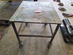 Steel Bench, 32” x 36” x 32” High on Caster Wheels with Locks on 2 of the Wheels