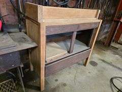 Singer Sewing Machine, Stand and Misc Wood Shelf