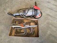 Heavy Duty Grinder and Assortment of C-Clamps