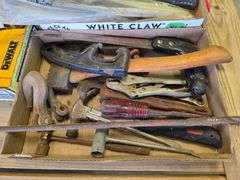3 Boxes of Misc Tools, Brass Hammer, and Some Tap and Die Pieces