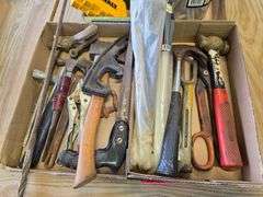 3 Boxes of Misc Tools, Brass Hammer, and Some Tap and Die Pieces