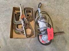 Heavy Duty Grinder and Assortment of C-Clamps