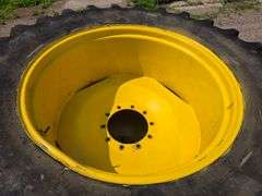 (2) 20.8R38 Duals on Yellow John Deere Dual Rims