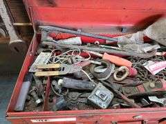 Toolbox and Cabinet with Misc Tools, Toolbox is 13” x 26” x 13” and Cabinet is 17” x 27” x 34”
