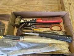 3 Boxes of Misc Tools, Brass Hammer, and Some Tap and Die Pieces