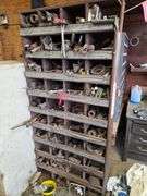Wood Rack 35” x 76” x 12” with Assortment of Misc Items